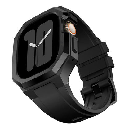 RoyaleGlow AP9009 Fluororubber Band Stainless Steel Case For Apple Watch