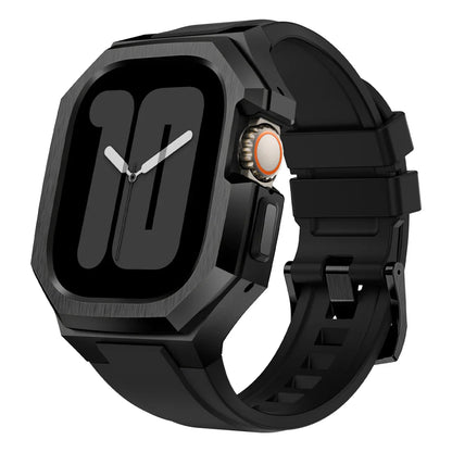 RoyaleGlow AP9009 Fluororubber Band Stainless Steel Case For Apple Watch
