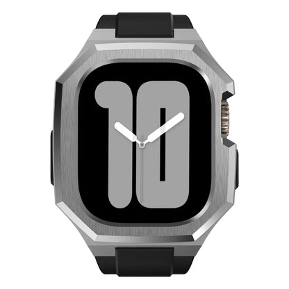 RoyaleGlow AP9009 Fluororubber Band Stainless Steel Case For Apple Watch