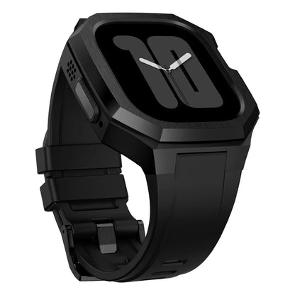 RoyaleGlow AP9009 Fluororubber Band Stainless Steel Case For Apple Watch