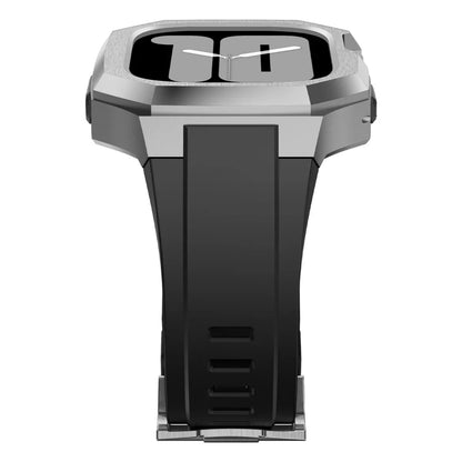 RoyaleGlow AP9009 Fluororubber Band Stainless Steel Case For Apple Watch
