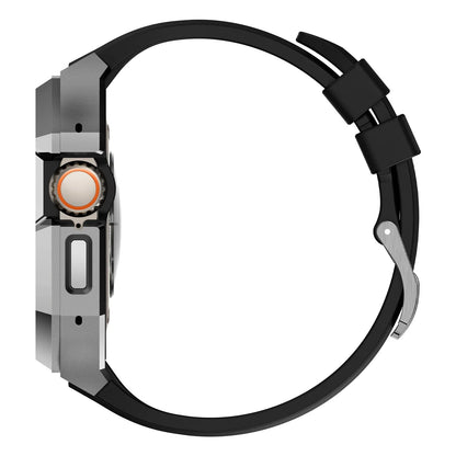 RoyaleGlow AP9009 Fluororubber Band Stainless Steel Case For Apple Watch