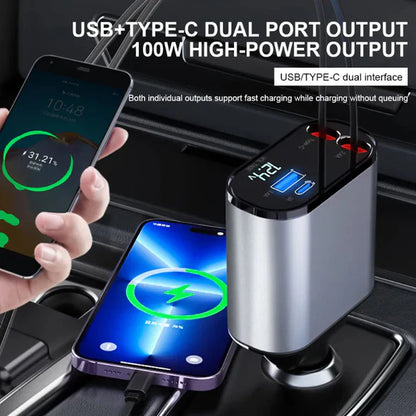 Luxora 4 In 1 Retractable Car Charger For All Devices