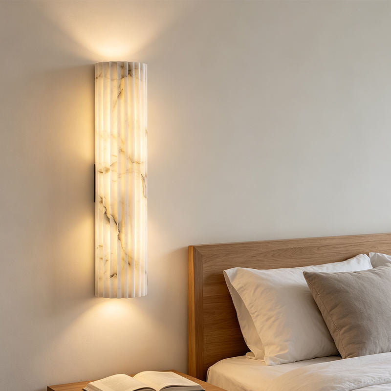 Royelux Fluted Alabaster Wall Sconce - Elegant Column Design for Soft Ambient Light
