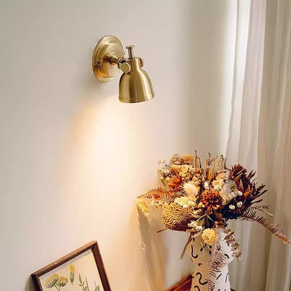 Royelux Vintage Brushed Brass Bell Wall Sconce - Adjustable Industrial Accent Light