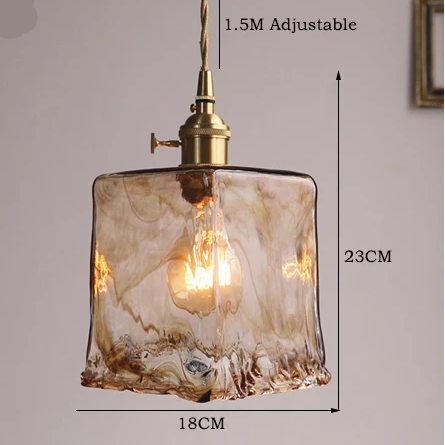 Royaleva Vintage Amber Glass Pendant Light with Brass Fittings For Dining Room, Kitchen Island