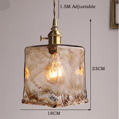 Royaleva Vintage Amber Glass Pendant Light with Brass Fittings For Dining Room, Kitchen Island