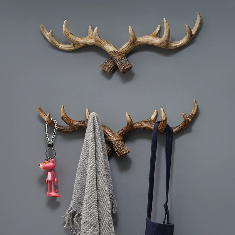 RoyaleGlow Rustic Antler Wall Mounted Coat Rack - Multi Hook Entryway Organizer