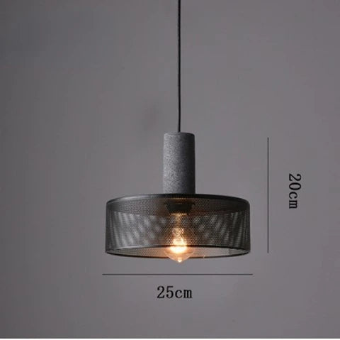 Royelux Industrial Concrete & Metal Pendant Light Fixture with Amber Glass Shade