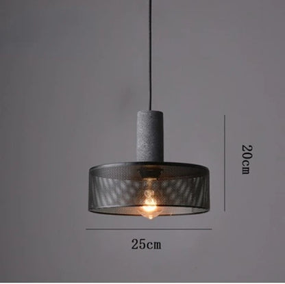 Royelux Industrial Concrete & Metal Pendant Light Fixture with Amber Glass Shade
