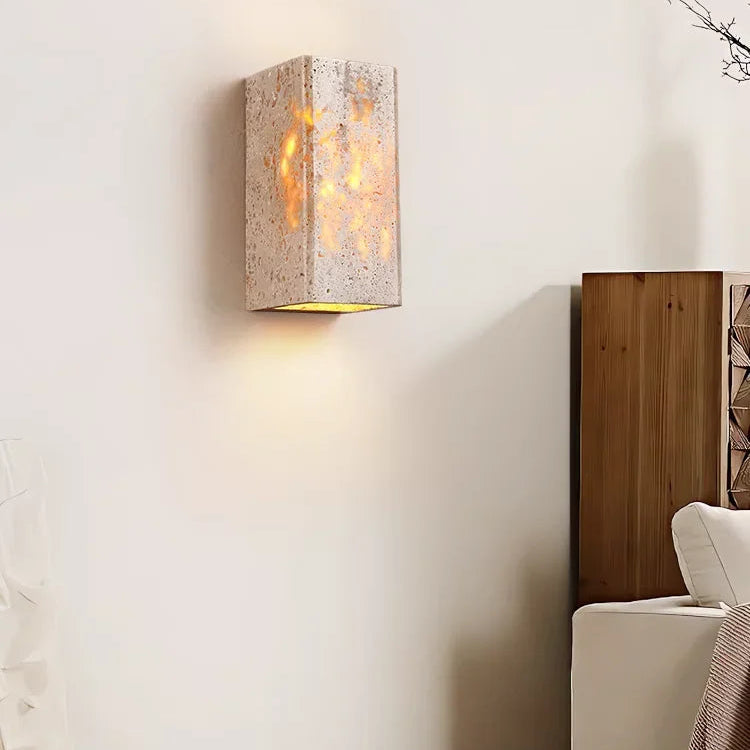 RoyaleGlow Natural Travertine Wall Sconce with Up-Down LED Illumination, IP65