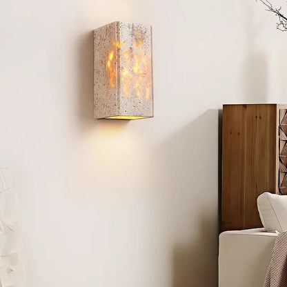 RoyaleGlow Natural Travertine Wall Sconce with Up-Down LED Illumination, IP65