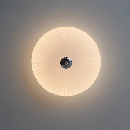 RoyaleGlow Ribbed Milky Glass Flush Mount Ceiling Light Fixture