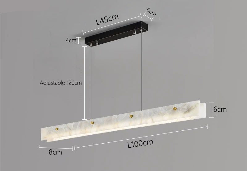 Royelux Modern Marble Linear Chandelier for Kitchen Island & Dining Room