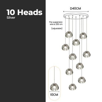 LuxRoyale Cascading Crystal Drop Chandelier for Staircase Entryway Lighting