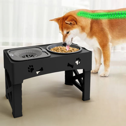 Royaleva Adjustable Raised Pet Dog Slow Feeder Bowl