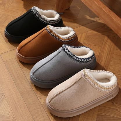 Luxora Fluffy Insole Platform Slippers Winter Slip On Faux Fur Shoes