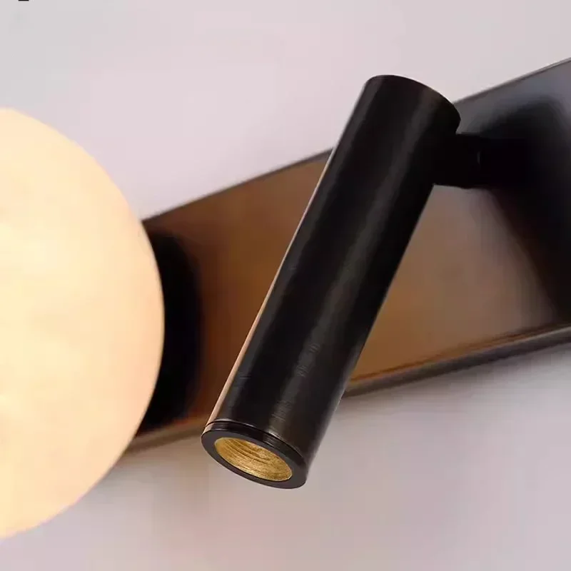 LuxRoyale Modern Alabaster Wall Sconce with Adjustable LED Reading Light