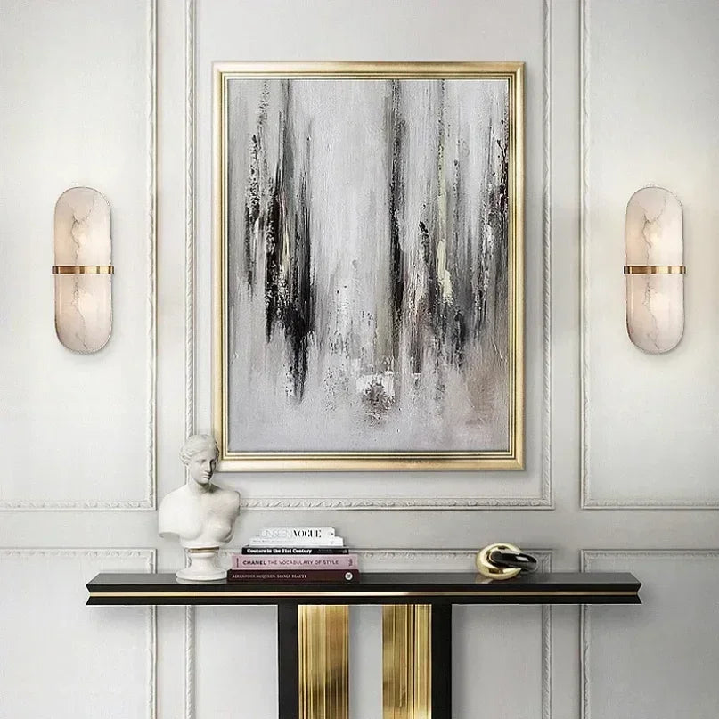 RoyaleGlow Modern Nordic Marble Wall Sconce with Integrated LED & Metal Accent