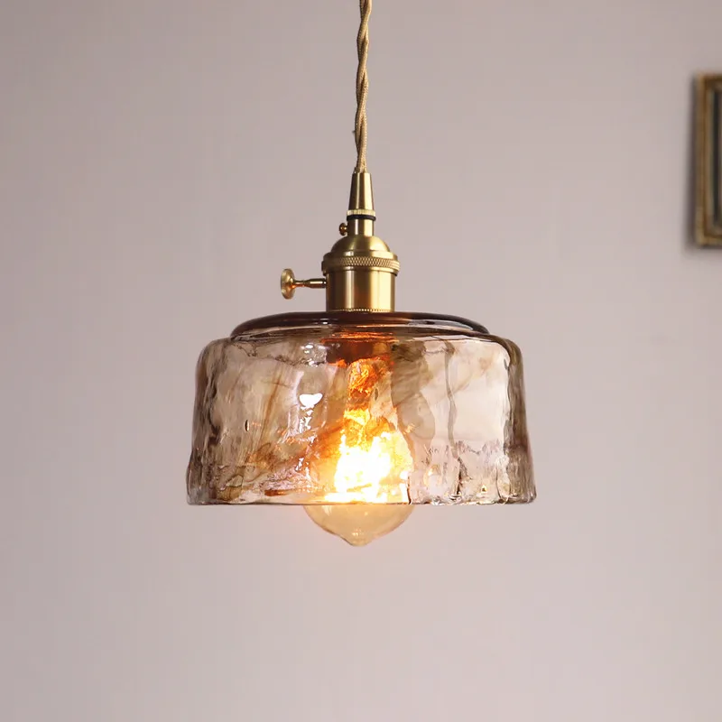 Royaleva Vintage Amber Glass Pendant Light with Brass Fittings For Dining Room, Kitchen Island