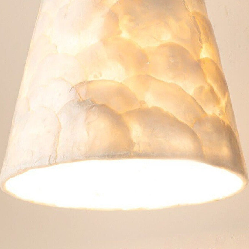 LuxRoyale Capiz Shell Pendant Light with Black Iron Beads