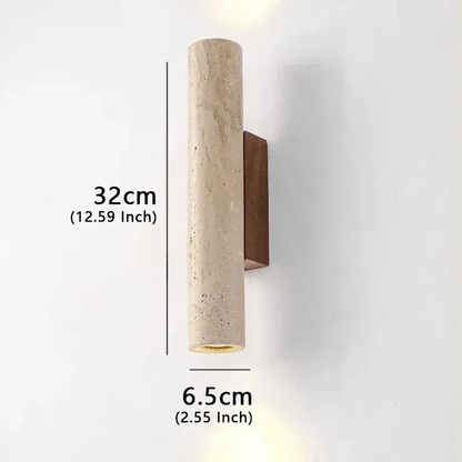 Lumora Travertine Up Down Wall Sconce, Modern Stone Wall Light Luxury with Two Way Glow