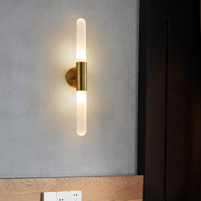 RoyaleGlow Modern Black Linear LED Wall Sconce | Frosted Glass Tube for Ambient Lighting