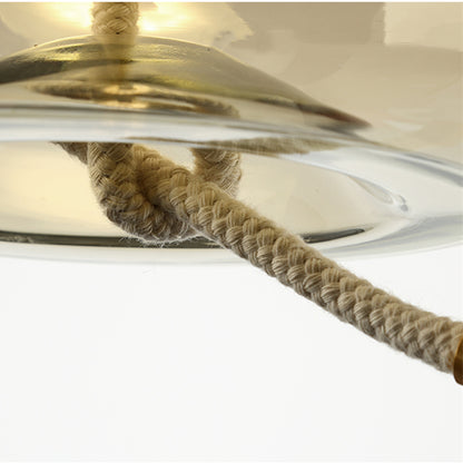 LuxRoyale Modern Amber Glass Pendant Light Hanging Rope Ceiling Lamp For Kitchen Island