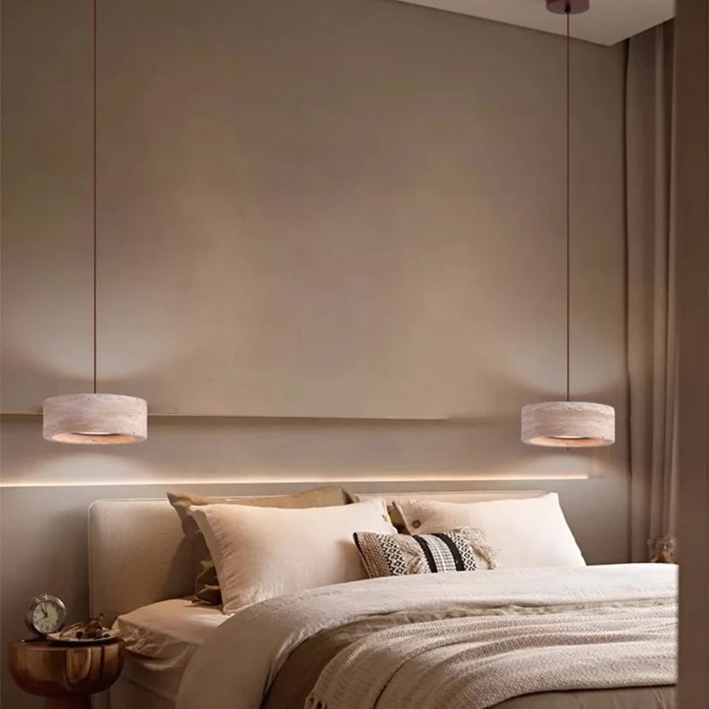 LuxRoyale Modern Travertine Pendant Light - Natural Stone LED for Dining & Kitchen