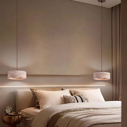LuxRoyale Modern Travertine Pendant Light - Natural Stone LED for Dining & Kitchen