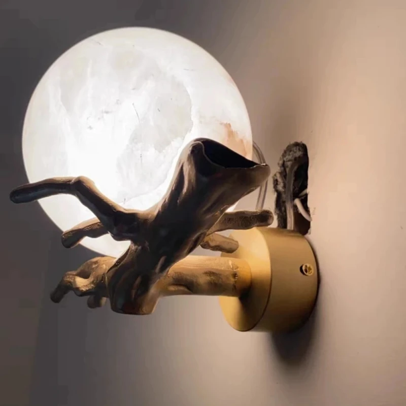 LuxRoyale Alabaster Branch Wall Sconce - Artistic Copper Globe Fixture