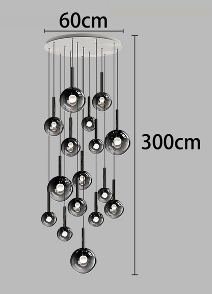 RoyaleGlow Modern Glass Bubble Pendant Chandelier for High Ceilings & Staircases