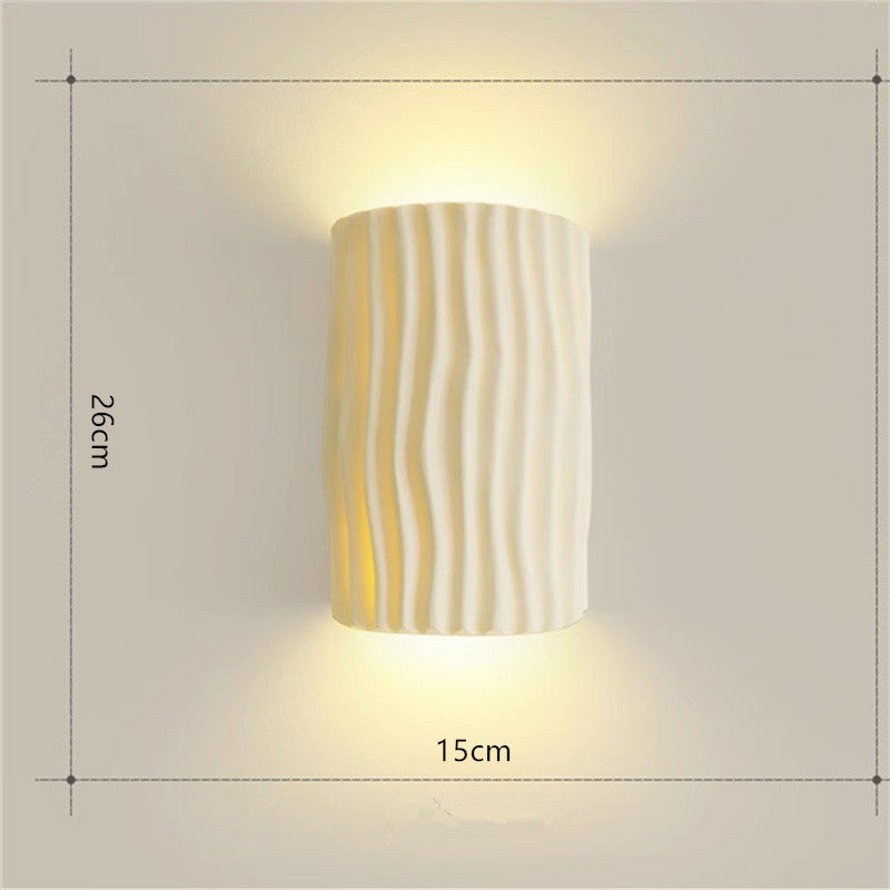 LuxRoyale Pleated Resin Wall Lamp Sconce With Soft Ambient Glow Textured Wave Pattern