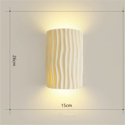 LuxRoyale Pleated Resin Wall Lamp Sconce With Soft Ambient Glow Textured Wave Pattern