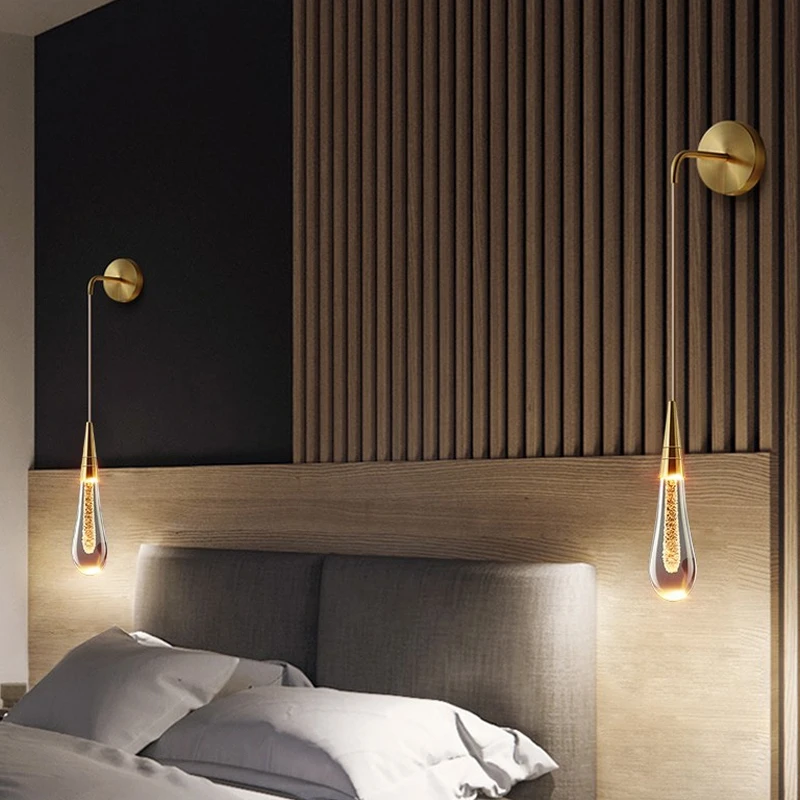 Royaleva Crystal Glass Wall Lamp, Modern Pendant Wall Light For Hallways, Bedrooms, Living Rooms