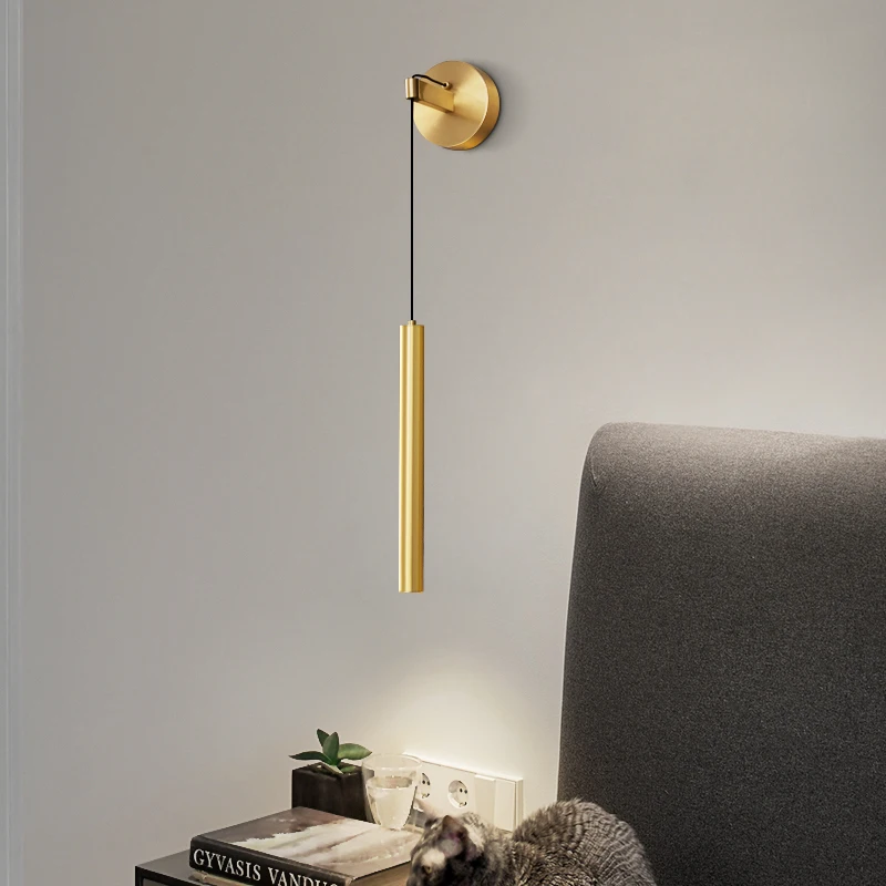 Royaleva Minimalist Wall Lamp Sconce in Brushed Gold Finish for Living Room and Hallway