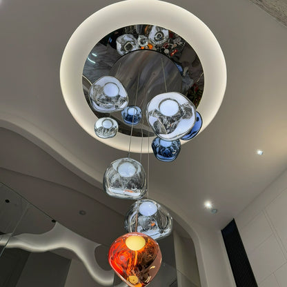 LuxRoyale Nordic Lava Chandelier-Modern Copper Irregular Glass Pendant Light