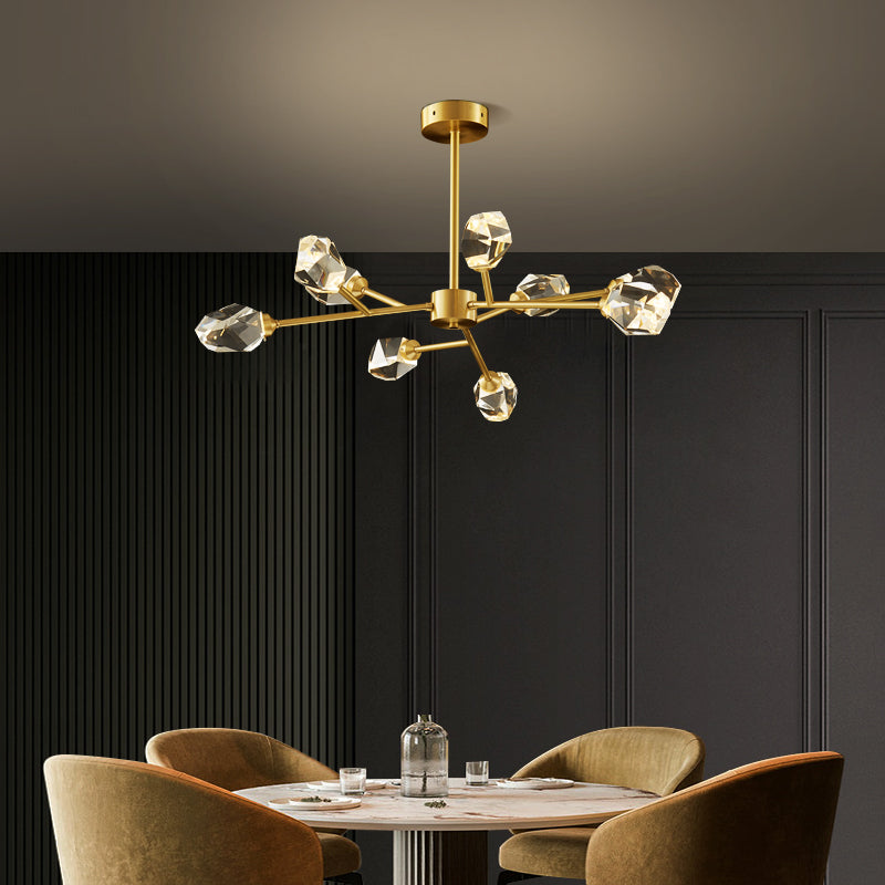 RoyaleGlow Modern Crystal Chandelier Lighting with Gold Finish for Living Room