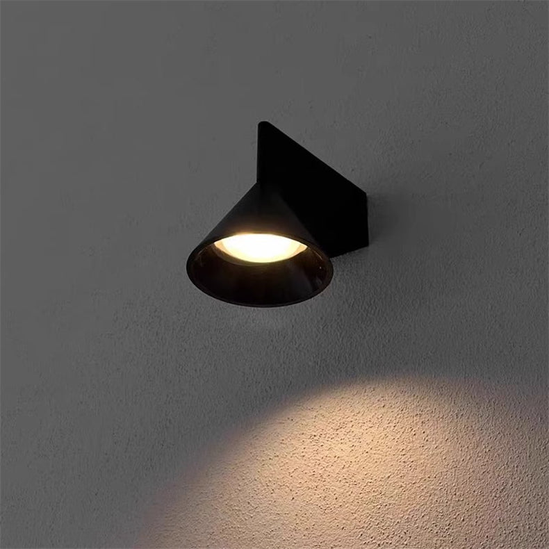 RoyaleGlow Minimalist Cone Wall Sconce - Black Brushed Aluminum Up Down Light