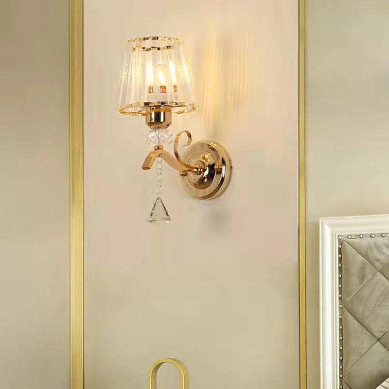 RoyaleGlow Gold Crystal Wall Sconce Modern Vanity Light Fixture