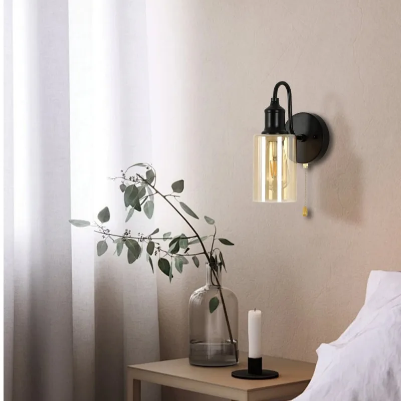 Lumora Modern Industrial Wall Sconce - Adjustable Dimmable Glass Pendant Fixture
