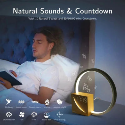 Luxora Touch Bedside Table Lamp with Natural Sounds and Alarm Clock