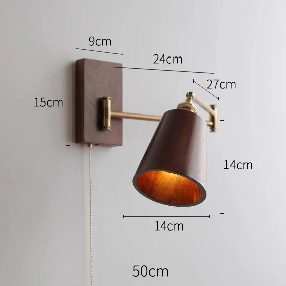 Royelux Wooden Swing Arm Wall Lamp - Modern Adjustable  Reading Light