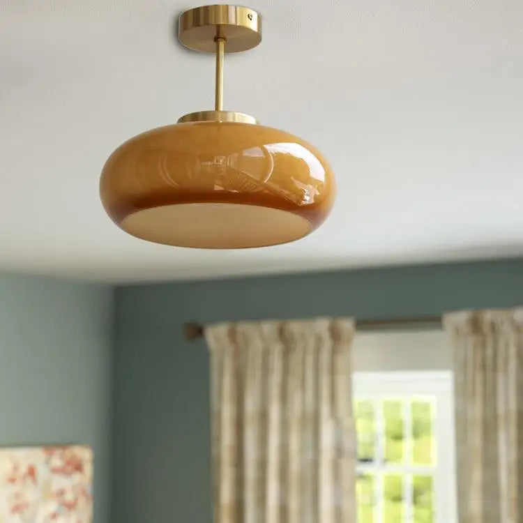 Royelux Glass Pendant Light Bread Shape Dimmable Artistic Stained-Glass Chandelier