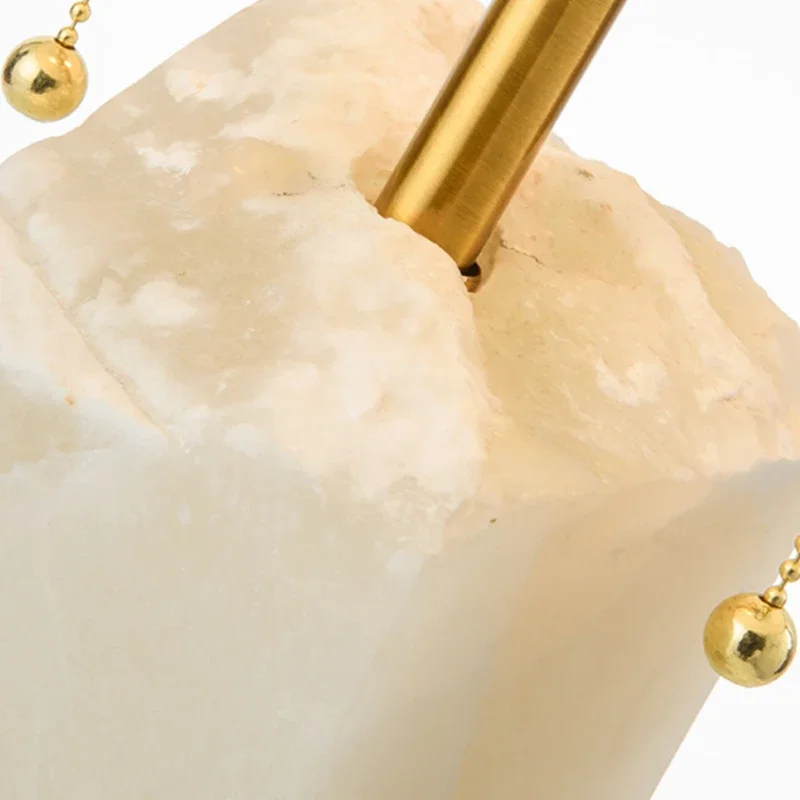 LuxRoyale Natural Alabaster Stone Table Lamp with Fabric Shade