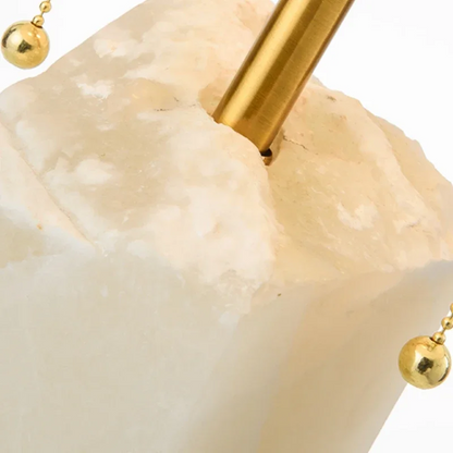 LuxRoyale Natural Alabaster Stone Table Lamp with Fabric Shade