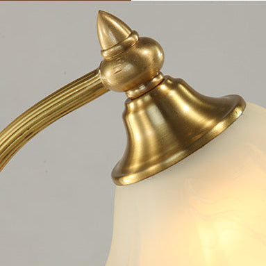 Royelux Modern Brass Accent Lamp with Scalloped Glass Shade