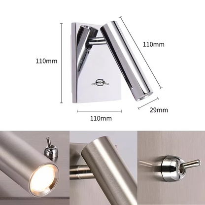 Royelux Modern Adjustable LED Recessed Wall Sconce with Integrated Switch for Bedroom Reading Light
