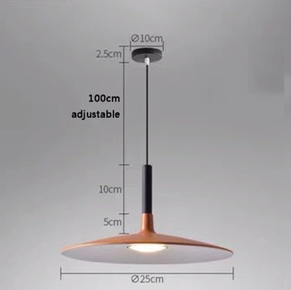 LuxRoyale Flat LED Pendant Light-Modern Disk Industrial Hanging Lamp