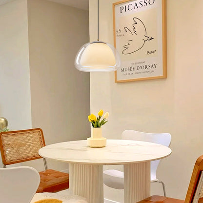 RoyaleGlow Modern Glass Dome Pendant Light Minimalist Ceiling Lamp for Dining Room